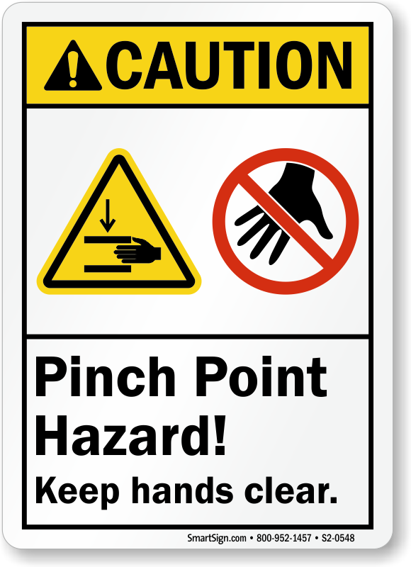 Warning Pinch Point, Keep Hands Clear During Operation Label, SKU: LB-0138