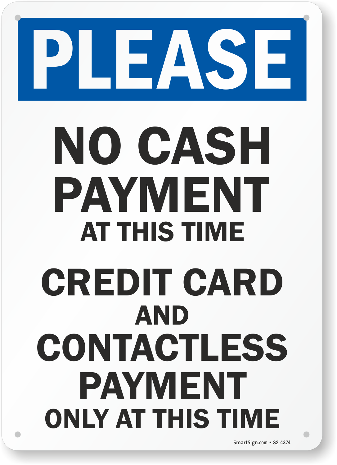 Sign Adhesive Sticker Notice Contactless Payment Only No Cash Credit Card Only** 
