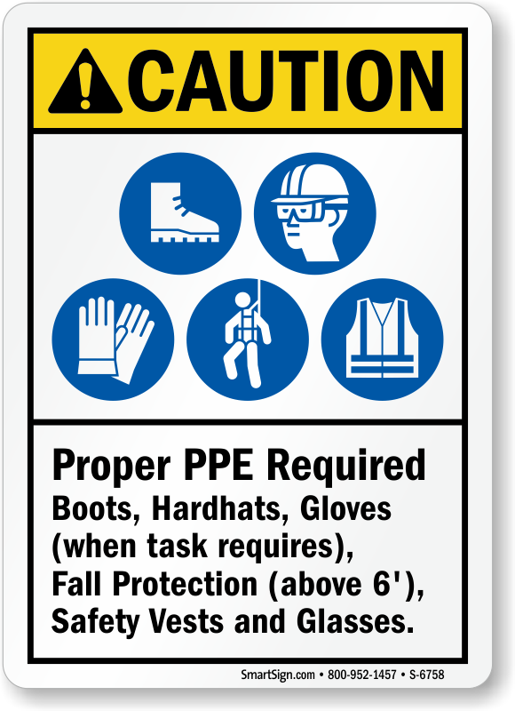 Work Site Proper PPE Required Beyond This Point Hard Aluminum Sign Protect Your Business OSHA Notice Sign Warehouse & Shop Area  Made in The USA 