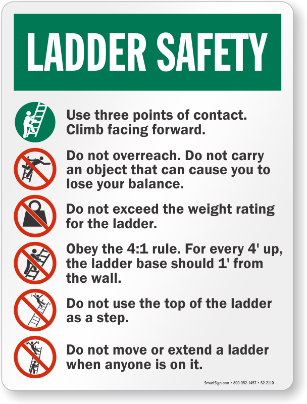 Danger Ladder Safety Follow Safety Instructions Vertical Ansi Safety