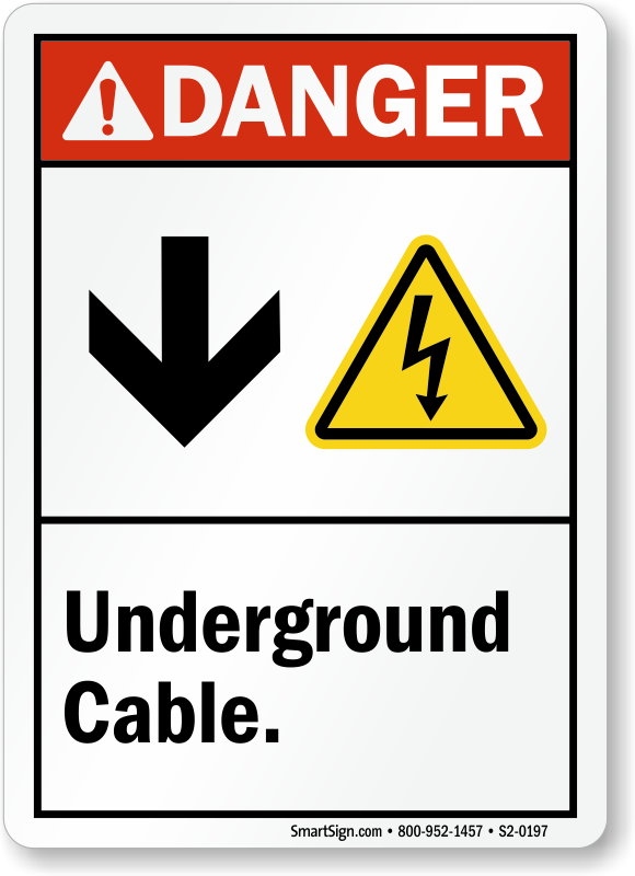 VARIOUS SIZES SIGN & STICKER OPTIONS DANGER BURIED ELECTRICAL CABLE SIGN 