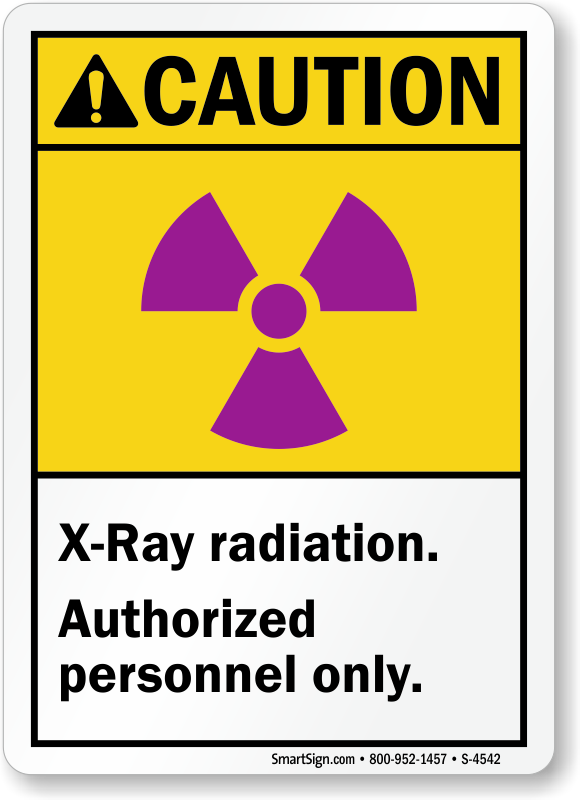 Vertical ANSI CAUTION X-Ray In Use Sign with Symbol Plastic USA-Made 10x7 in 