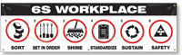6S Workplace-Sort-Set In Order-Shine-Standardize-Sustain-Safety Banner