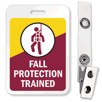 Fall Protection Trained Reusable ID Name Badge