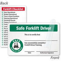 2-Sided Safe Forklift Driver Self Laminating Wallet Card
