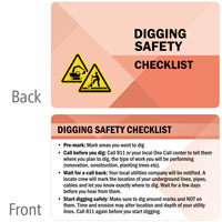 Digging Safety Checklist Heavy-Duty Laminated Safety Wallet Card