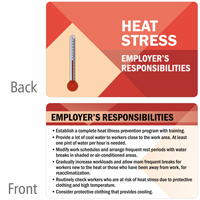 Heat Stress Employer's Responsibilities Safety Wallet Card