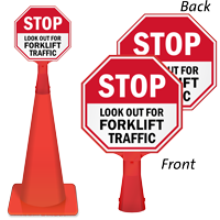 Stop Lookout for Forklift Traffic ConeBoss Sign
