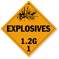 Class 1.2G Explosives Placard