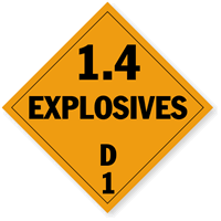 Class 1.4D Explosives Placard