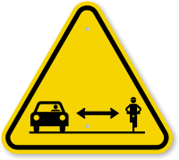 ISO Car Bike Passing Distance Symbol Warning Sign