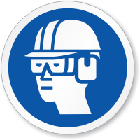 Wear Eye, Ear & Head Protection Symbol ISO Sign