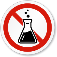 No Chemicals, Lab Safety Symbol ISO Prohibition Sign