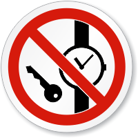 No Metallic Articles Watches ISO Sign
