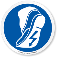 Use Anti-Static Footwear ISO Mandatory Action Symbol Sign