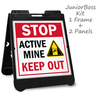Active Mine Keep Out Portable Sidewalk Sign Kit
