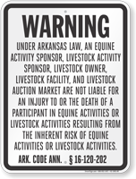 Arkansas Equine Liability Sign
