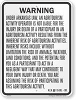 Arkansas Agritourism Liability Sign