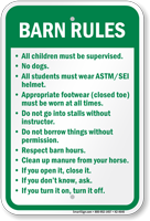 Barn Rules Horse Safety Sign