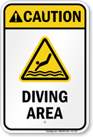Caution Diving Area Water Safety Sign