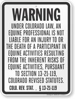 Colorado Equine Liability Sign