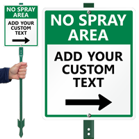 Custom No Spray Area Sign With Arrow