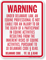 Delaware Equine Liability Sign
