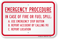 Fire Emergency Procedure, In Case Of Fire Sign