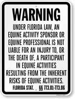 Florida Equine Liability Sign