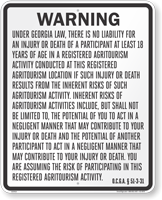 Georgia Agritourism Liability Sign