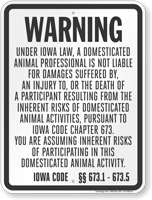 Iowa Equine Liability Sign