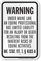 Maine Equine Liability Sign