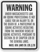 Massachusetts Equine Liability Sign