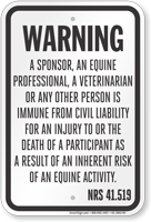 Nevada Equine Liability Sign