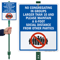 No Congregating In Groups LawnBoss Sign & Stake Kit