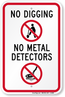 No Digging No Metal Detectors Sign