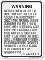 North Carolina Agritourism Liability Sign