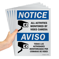 All Activities Monitored by Video Camera Bilingual Sign