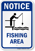 Notice Fishing Area Water Safety Sign