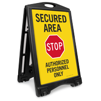 Secured Area Stop Authorized Personnel Sidewalk Sign