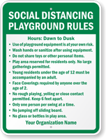 Social Distancing Playground Rules Add Name Custom Sign