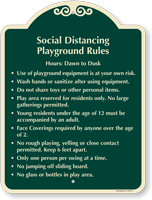 Social Distancing Playground Rules Signature Sign