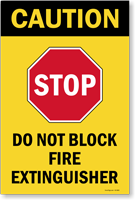 Stop Do Not Block Fire Extinguisher Sign