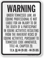 Tennessee Equine Liability Sign