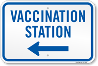 Vaccination Station with Left or Right Arrow Sign