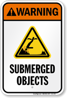 Warning Submerged Objects Water Safety Sign