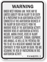 West Virginia Agritourism Liability Sign