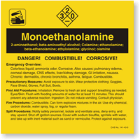 Monoethanolamine ANSI Chemical Label