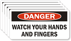 Danger Watch Hands Fingers Label