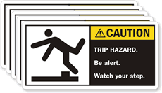 Caution Trip Hazard Watch Step Label